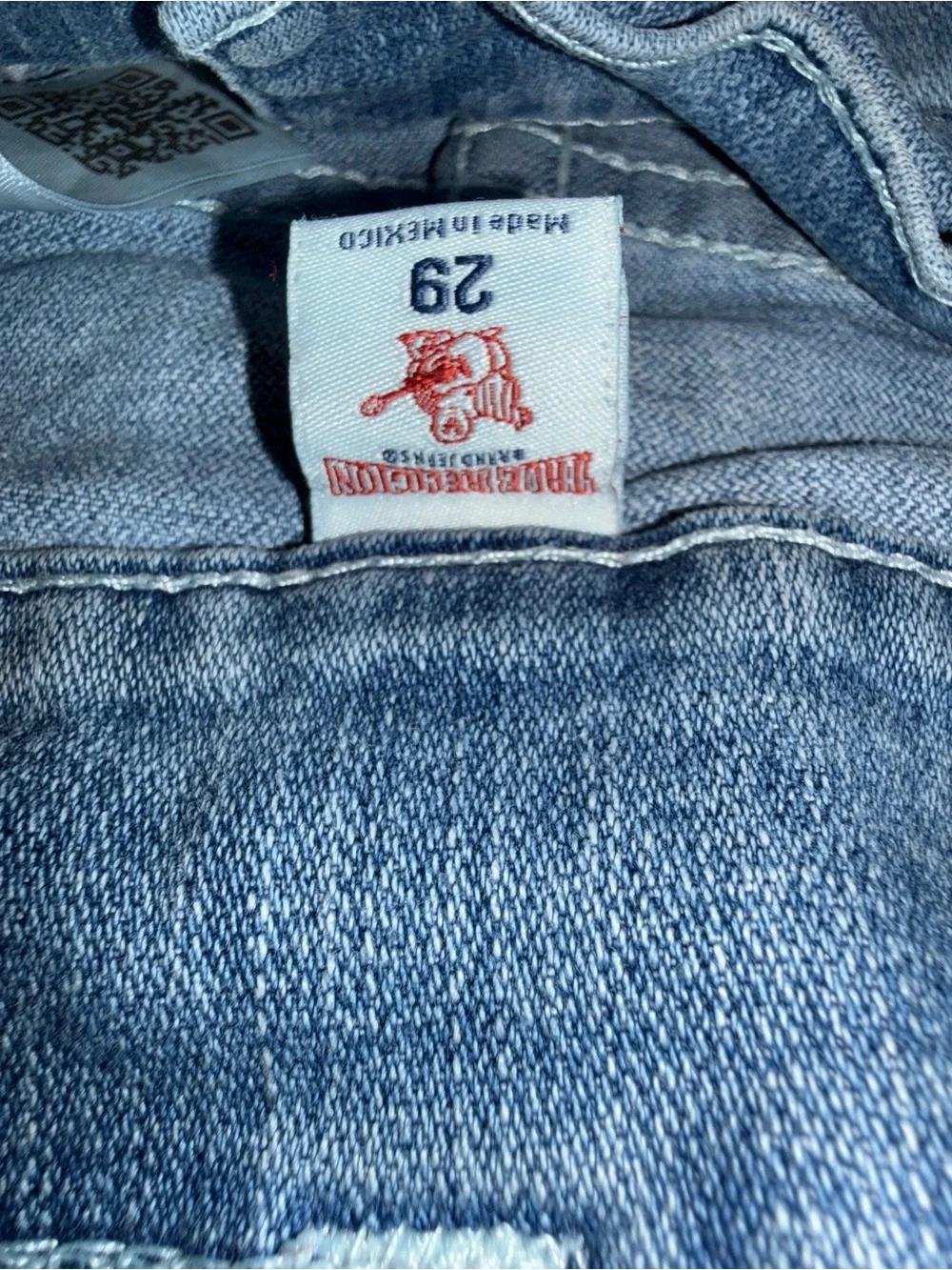 True Religion Light Blue Mens Slim Fit Biker Jeans